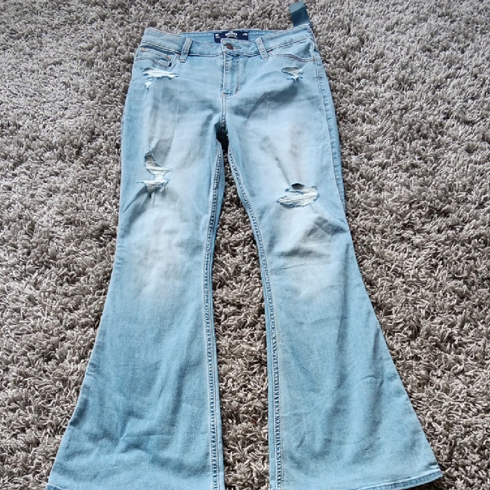 Light Blue Distressed Flare Jeans